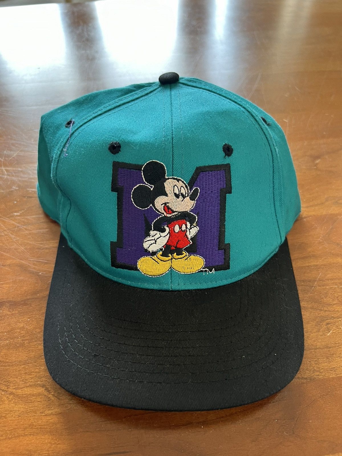 Vintage Mickey Mouse Embroidered Pinstripe Vintage Snap Back Hat Size ONE SIZE - 1 Thumbnail