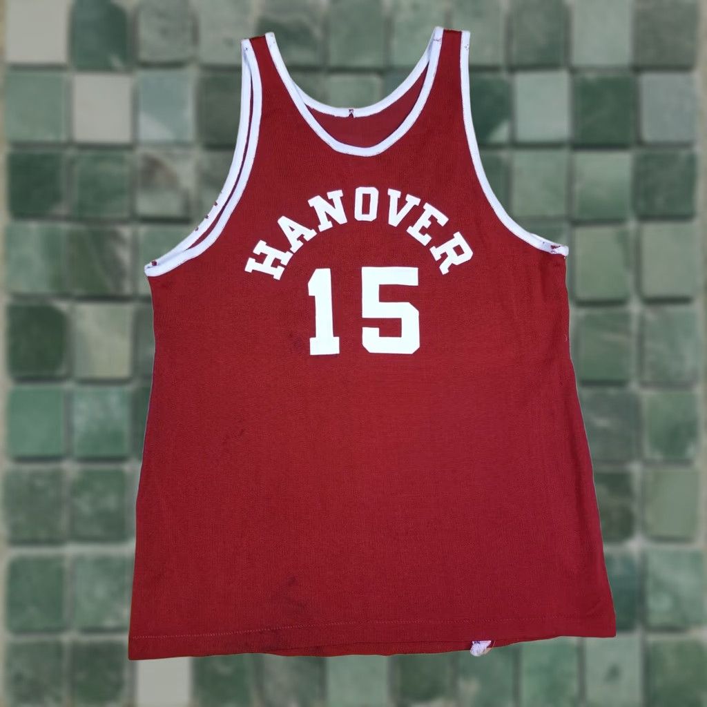 Champion VINTAGE Champion Runner Tag Hanover Patch Rayon Basketball Jersey SZ 40 Men Red T-Shirt 50's USA Band Retro Rock Tropical Polyester Cotton Size US L / EU 52-54 / 3 - 1 Thumbnail