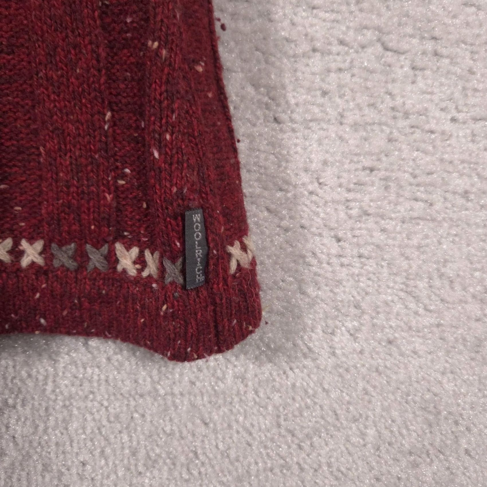 Vintage Woolrich Sweater Vest Womens Small Red Full Zip Mock Neck Ruby Heather Knit Vest Geometric Embroidered Zipper Size S / US 4 / IT 40 - 5 Thumbnail