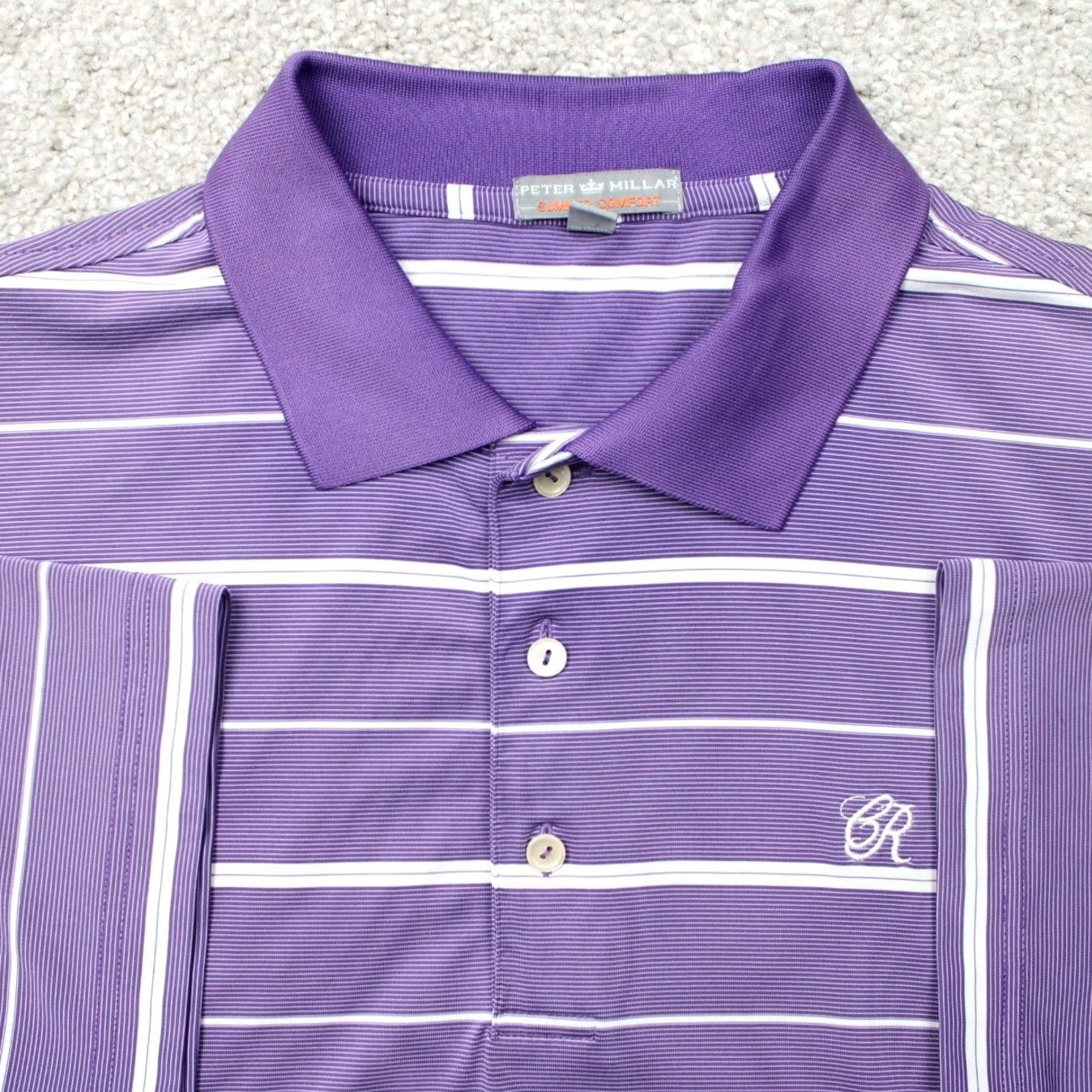 Peter Millar Peter Millar Polo Shirt Mens Large Purple Summer Comfort Golf Short Sleeve Shirt Size US L / EU 52-54 / 3 - 2 Thumbnail