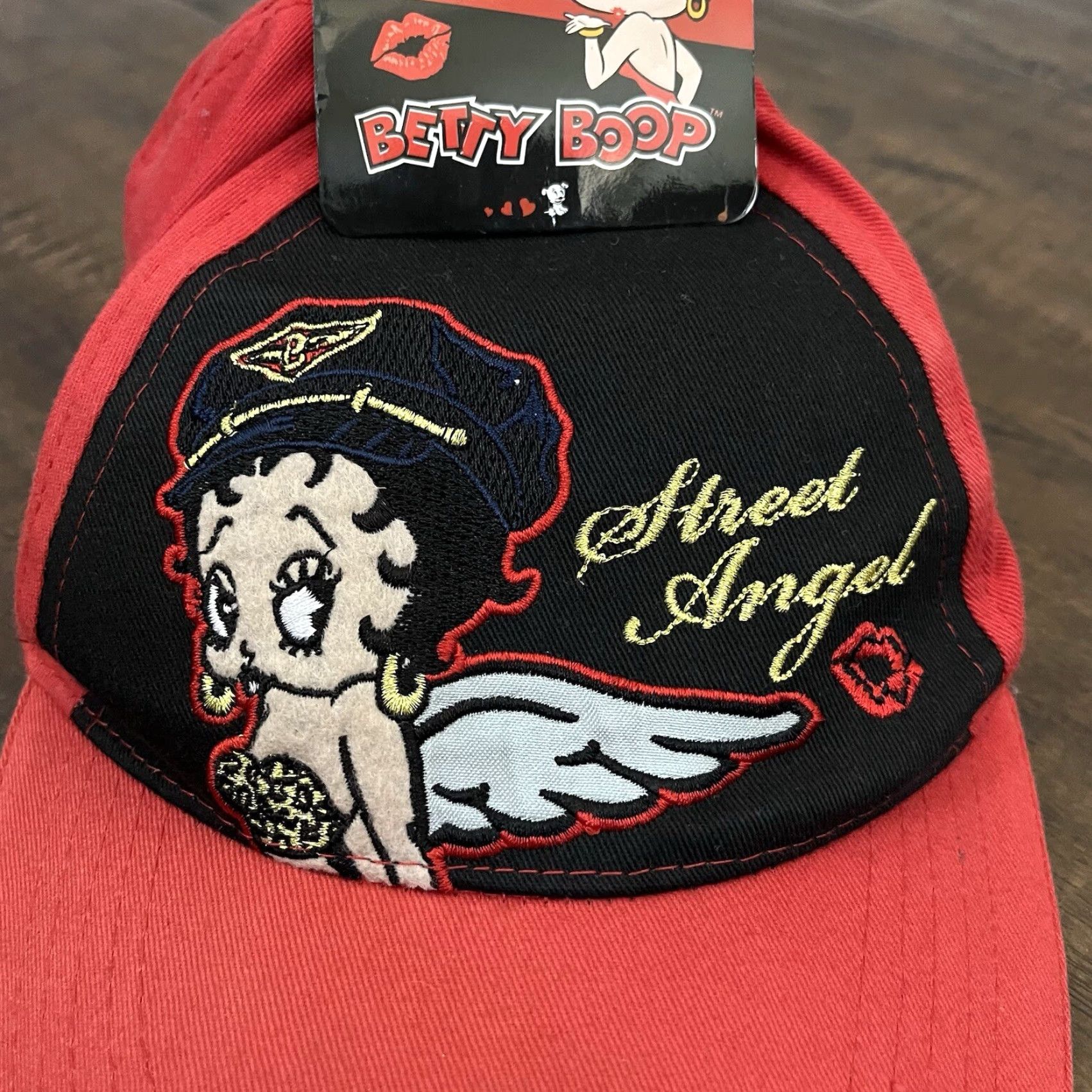 Vintage VINTAGE Betty Boop "Street Angel" Embroidered Baseball Cap Adjustable Black Y2K Womens Size ONE SIZE - 2 Thumbnail