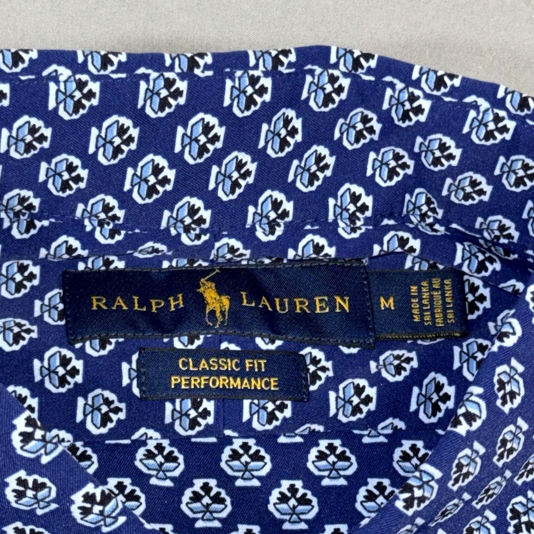 Ralph Lauren Ralph Lauren Shirt Mens Medium Blue Floral Print Classic Fit Button-Front Embroidered Pony Size US M / EU 48-50 / 2 - 5 Thumbnail