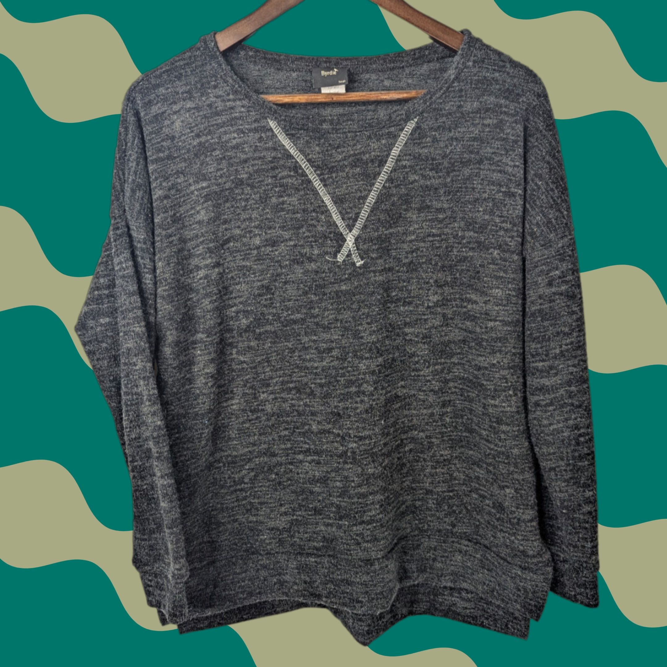 Vintage Byrdie Women’s Small Gray Pullover Sweatshirt Dolman Long Sleeve Pullover Size S / US 4 / IT 40 - 1 Thumbnail