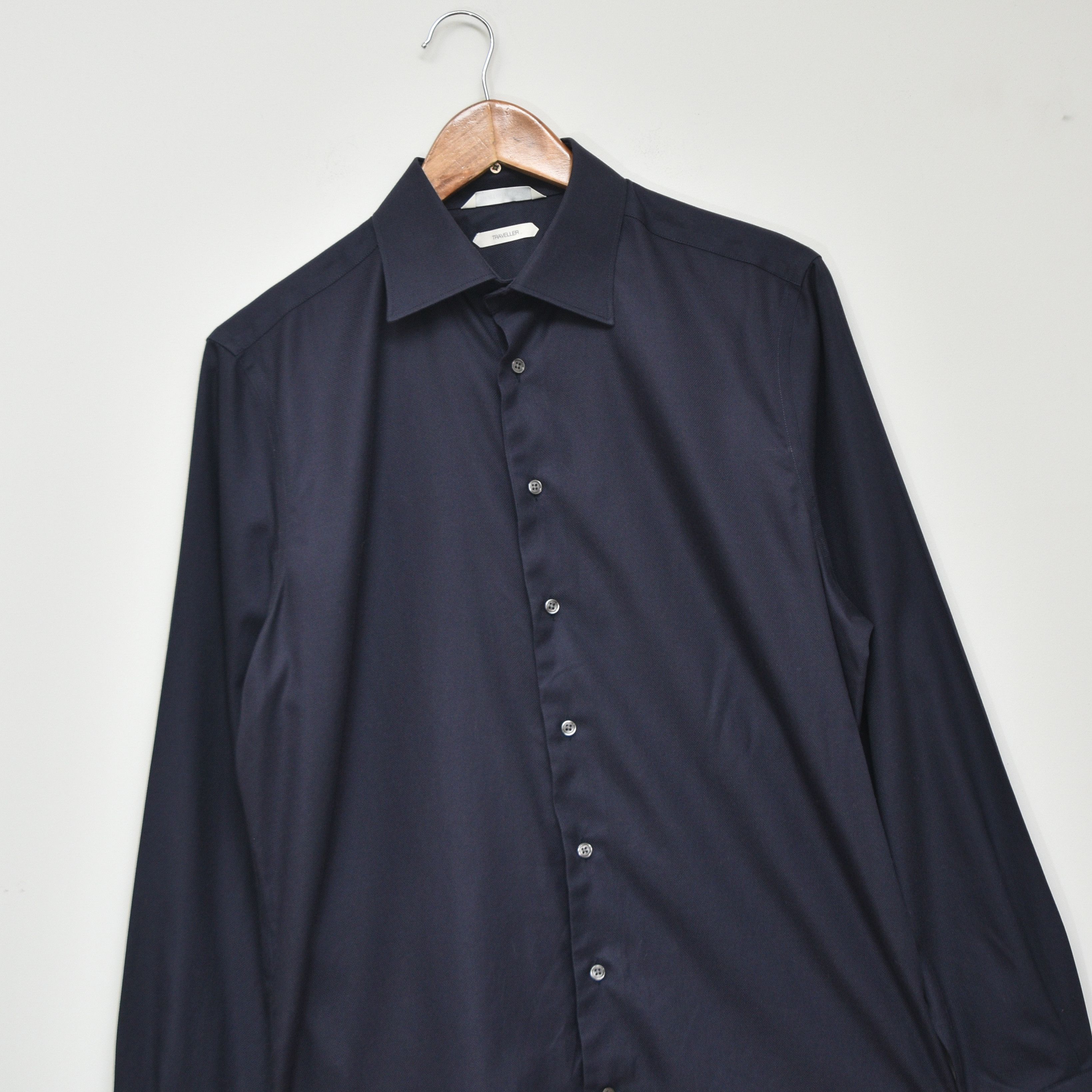 Suitsupply Suitsupply Traveller Shirt Slim Fit Black Navy Blue Size 39 Size US M / EU 48-50 / 2 - 2 Thumbnail