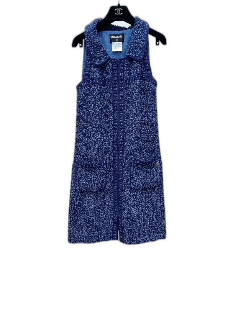 Chanel Chanel Blue Knitted Dress Size 34 Size US 34 / EU 50 - 1 Thumbnail