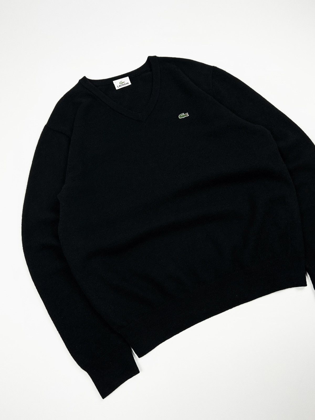 Lacoste × Vintage × Yves Saint Laurent Lacoste wool vintage 90s knit sweater retro v-neck Size US M / EU 48-50 / 2 - 3 Thumbnail