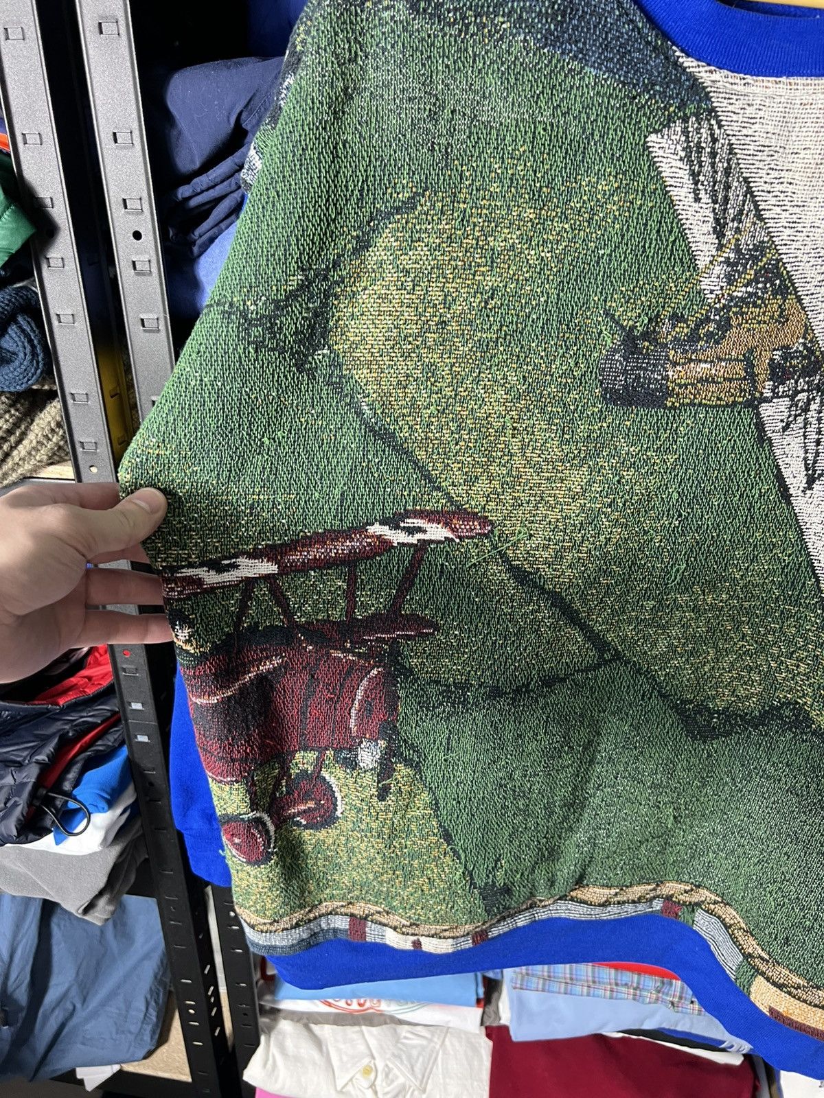 Japanese Brand Custom Handmade Vintage Aviation Tapestry Sweatshirt XL 🛩️💥 Size US XL / EU 56 / 4 - 5 Thumbnail