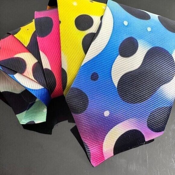 Handmade Tie Trippy Cheetah Leopard Rainbow Necktie Hippie Psychedeli Size ONE SIZE - 1 Thumbnail