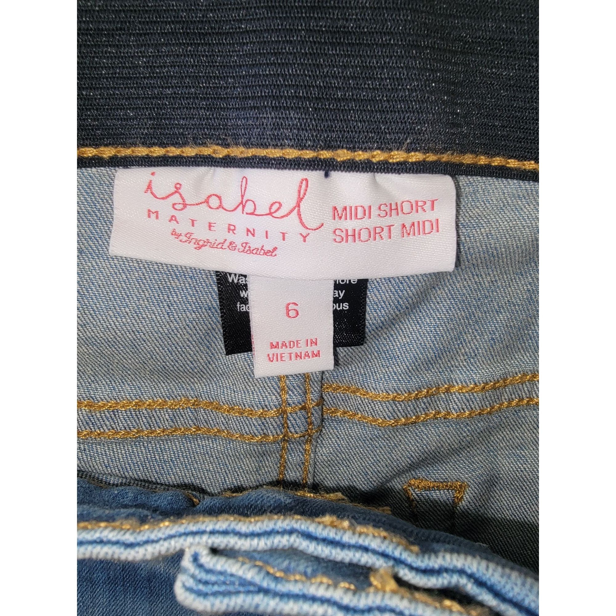 Other Isabel Maternity Denim Midi Shorts Size 6 Light Wash With St Size 28" / US 6 / IT 42 - 4 Thumbnail