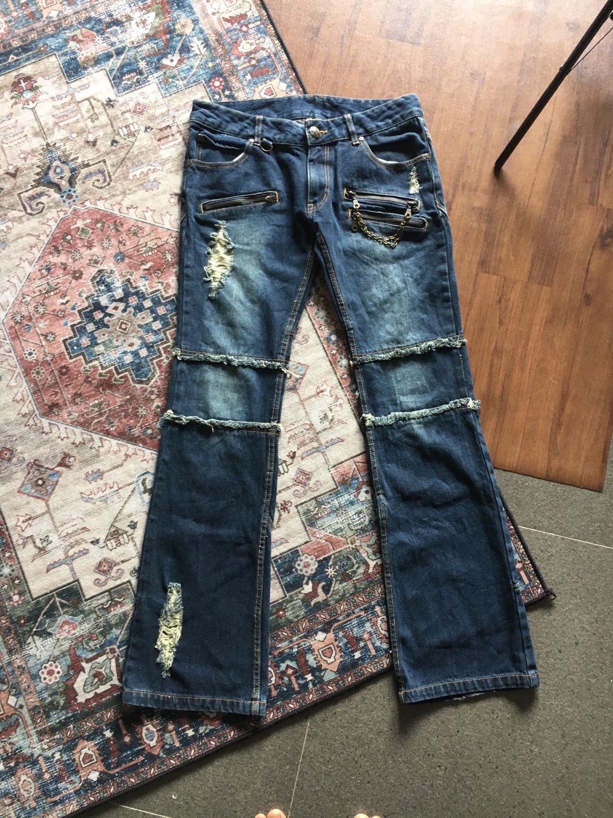 If Six Was Nine × Japanese Brand × Le Grande Bleu (L.G.B.) Roi Franc Flared Denim Pants Size US 34 / EU 50 - 2 Thumbnail
