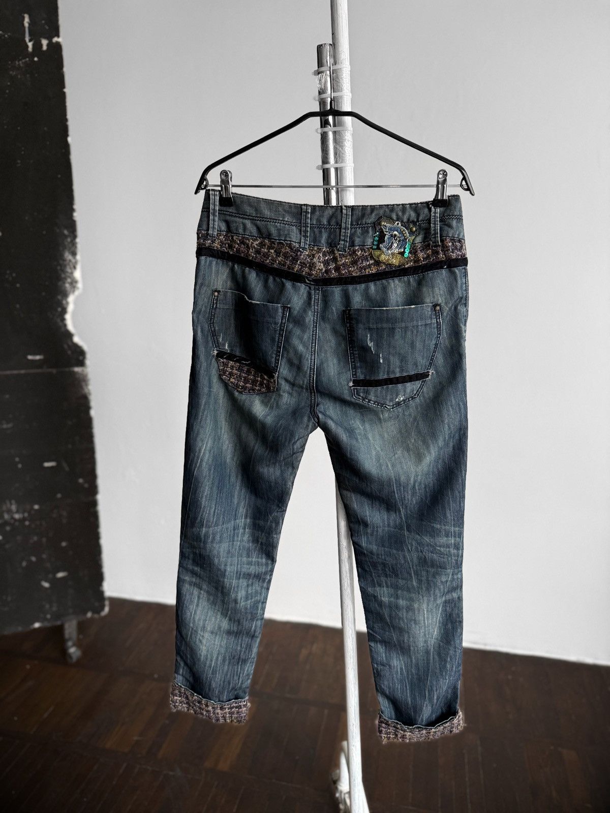 Desigual Desigual Womens Blue Tweed Accent Cuffed Boyfriend Fit Jeans Size 30" / US 8 / IT 44 - 2 Thumbnail