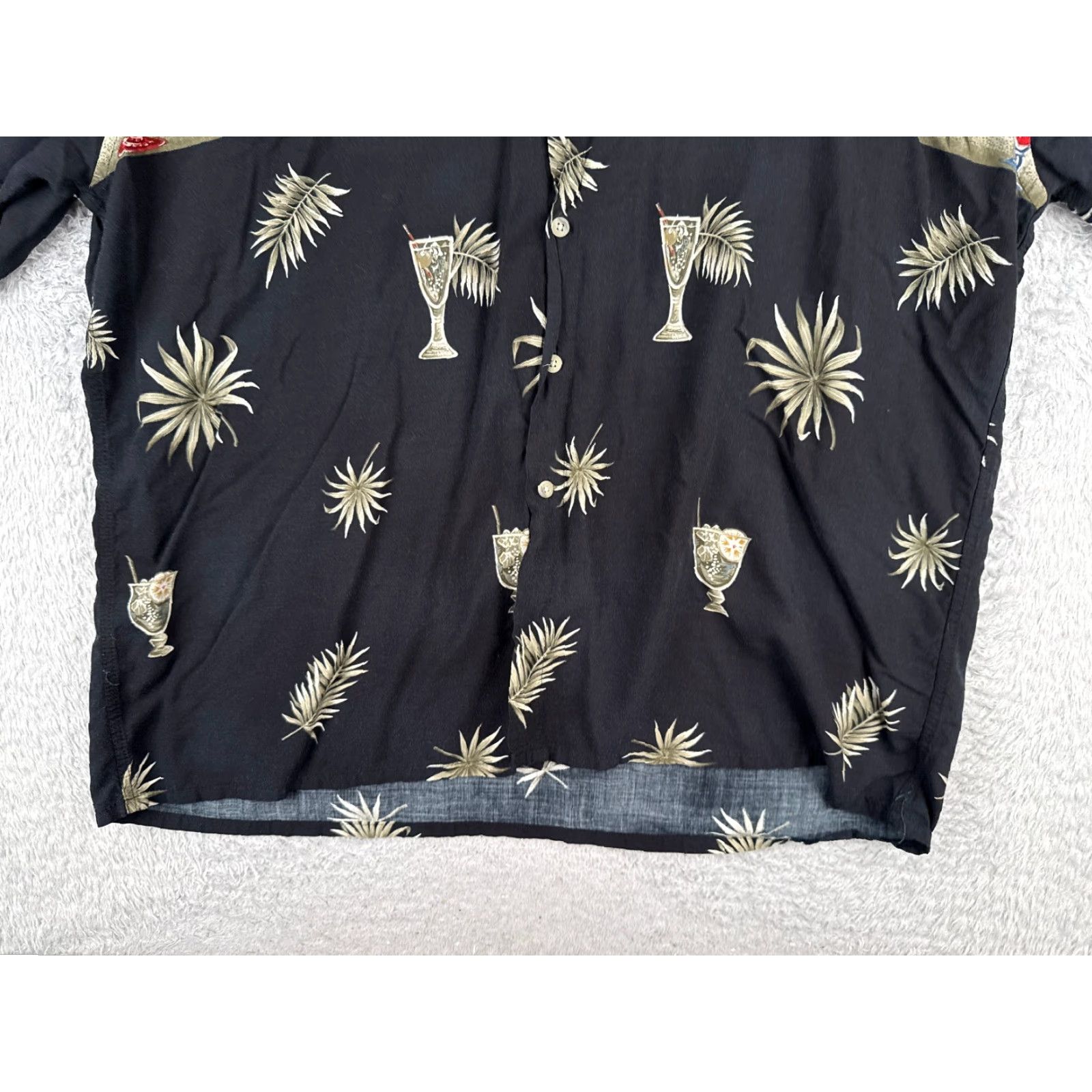 Pierre Cardin Pierre Cardin Shirt Adult 2XL XXL Black Floral Hawaiian 100% Rayon Button-Up Cocktails Size US XXL / EU 58 / 5 - 5 Thumbnail