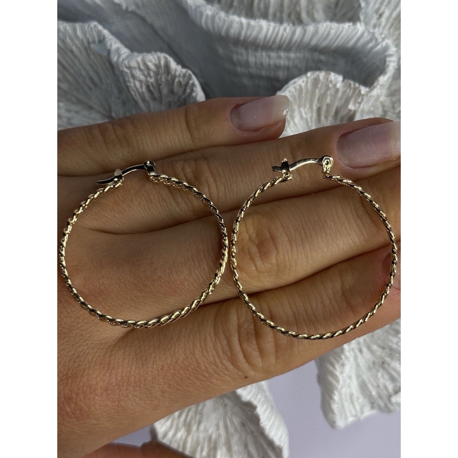 Jewelry ELEGANT HOOP GOLD PLATED EARRINGS LENGTH 1.50 INCH Size ONE SIZE - 4 Thumbnail