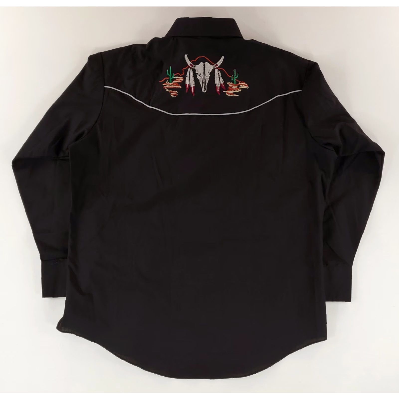 Vintage Ely Cattleman Shirt Gaucho Pearl Snap Long Sleeve Black Cow Skulls Mens XL Shirt Size US XL / EU 56 / 4 - 4 Thumbnail