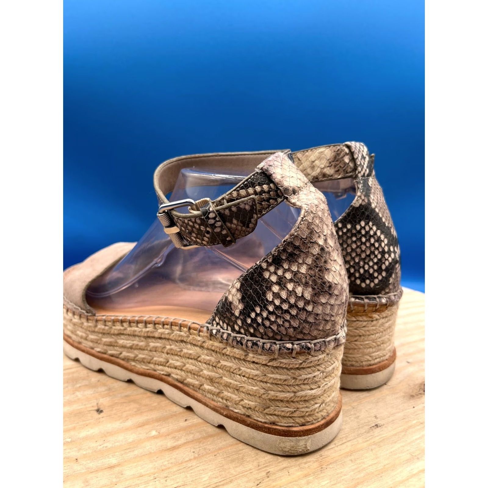 Dolce Vita Dolce Vita Sandals Womens 10 Espadrille Brown Suede Snake Print Open Toe Wedge Size US 8 / IT 38 - 6 Thumbnail
