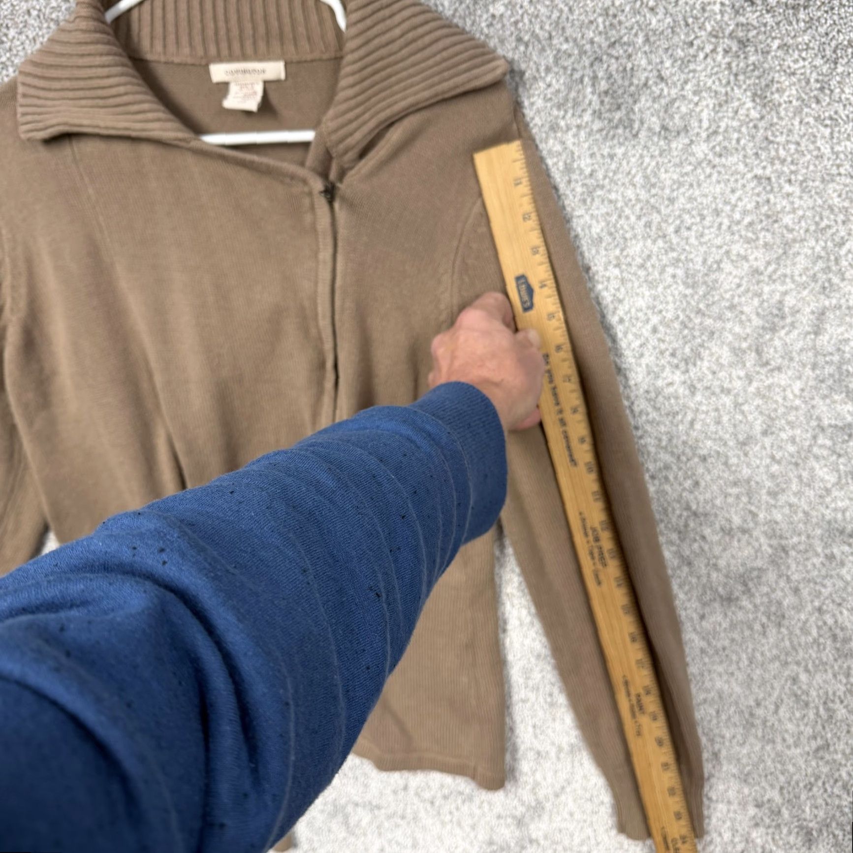 Vintage Covington Womens Tan Full Zip Cardigan Sweater L Belted Cinched Waist Knit Long Sleeve Casual Workwear Fall Winter Size L / US 10 / IT 46 - 3 Thumbnail