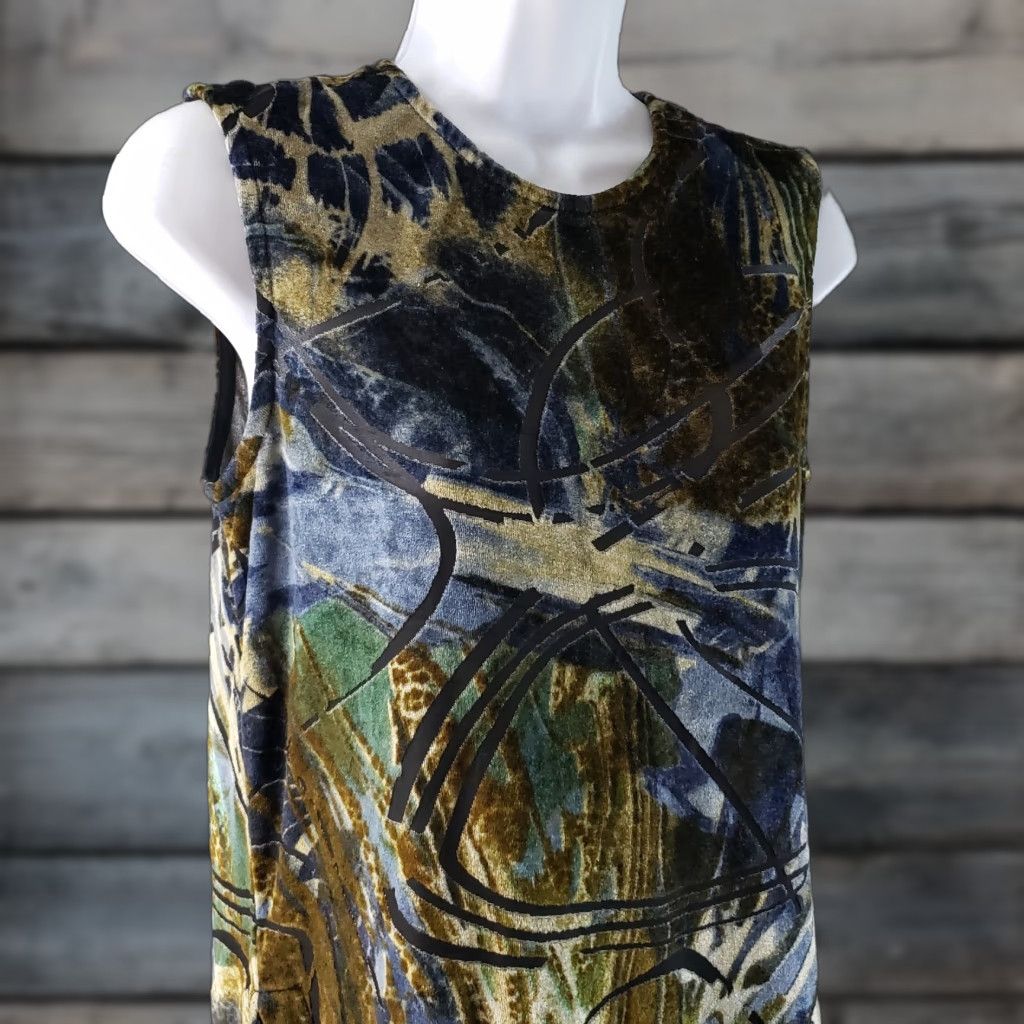 Velour Isle by Melis Kozan Womens Tank Top Sz S Velour Brown Blue Burnout Shirt Size S / US 4 / IT 40 - 1 Thumbnail