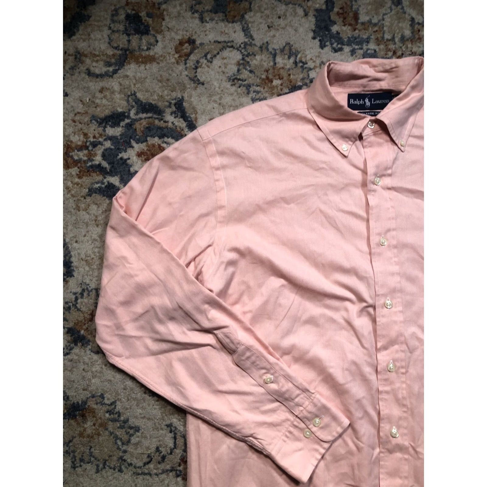 Ralph Lauren VINTAGE Ralph Lauren Dress Shirt Men Pink 15.5 Medium Classic Fit Button Down Long Sleeve Cotton Size 40R - 3 Thumbnail