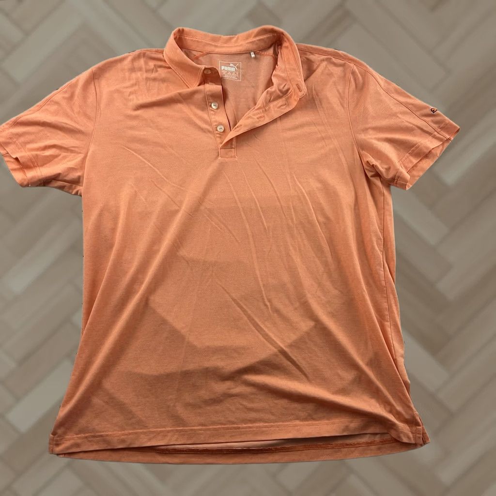 Puma PUMA Golf Short Sleeve Button Polo Shirt Men's L Orange Rickie Fowler Shirt Size US L / EU 52-54 / 3 - 1 Thumbnail