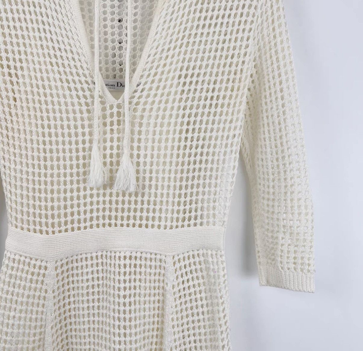 Dior Dior Women's Off-White Two-Piece Cutout Knit Dress K12 Size XXS / US 00 / IT 34 - 4 Thumbnail