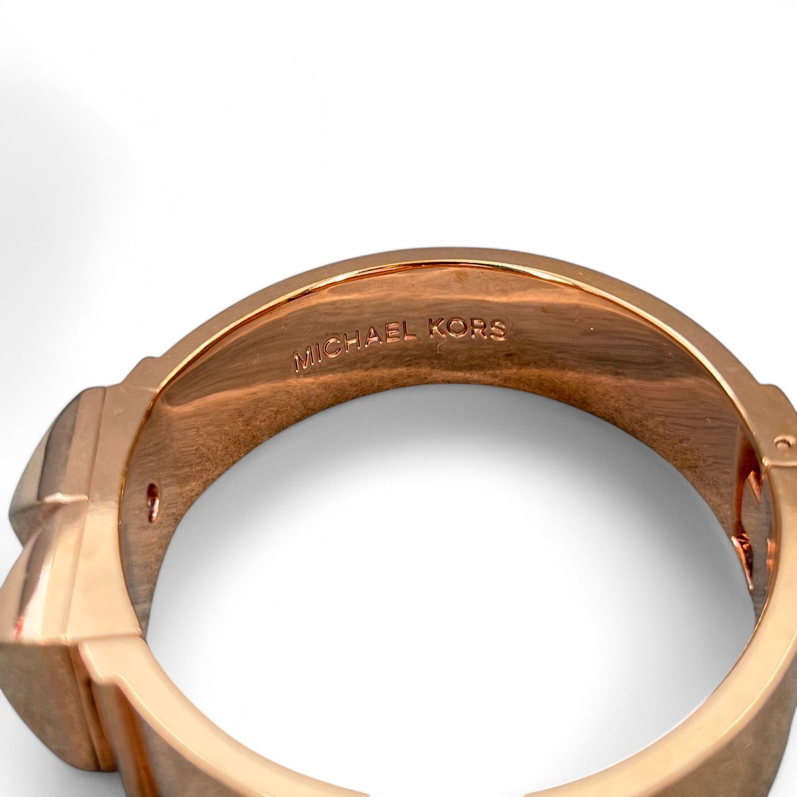 Michael Kors Michael Kors Pyramid Stud Bangle Bracelet Hinged Rose Gold Size ONE SIZE - 4 Thumbnail