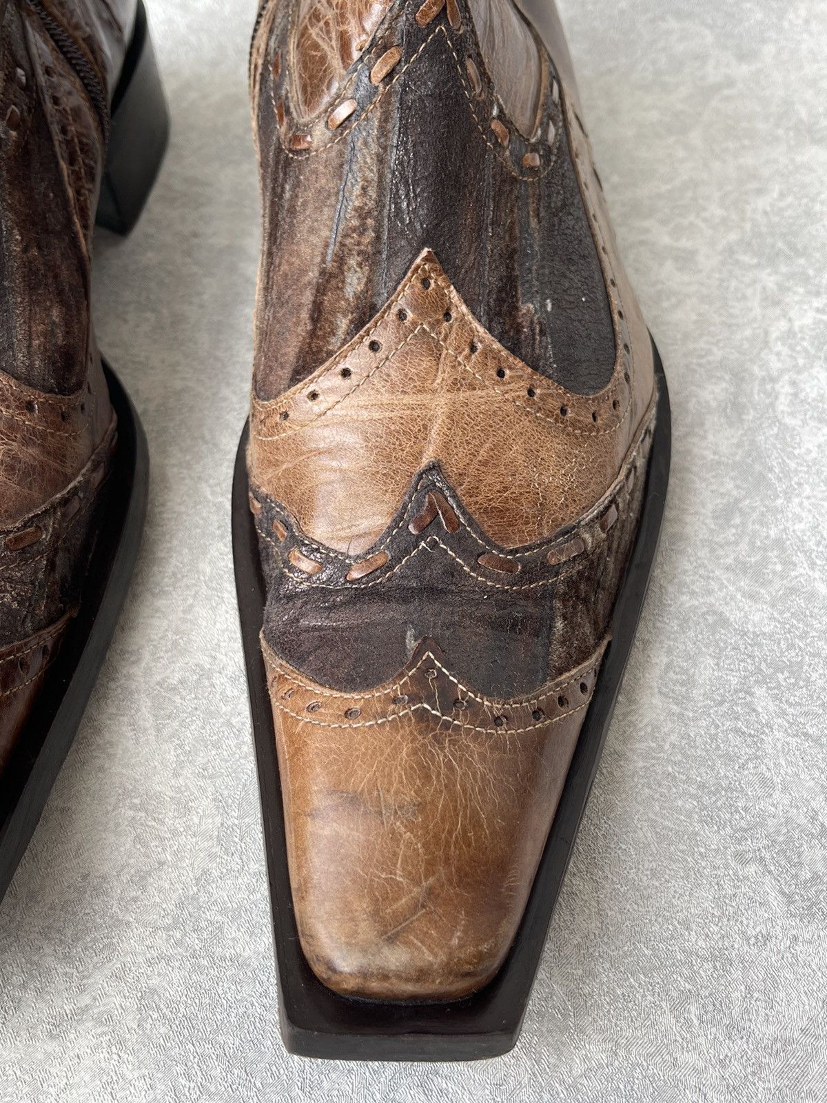 Jo Ghost GHOST Italy Distressed Leather Square Toe Boots Archive Y2K Size US 8 / EU 41 - 7 Thumbnail
