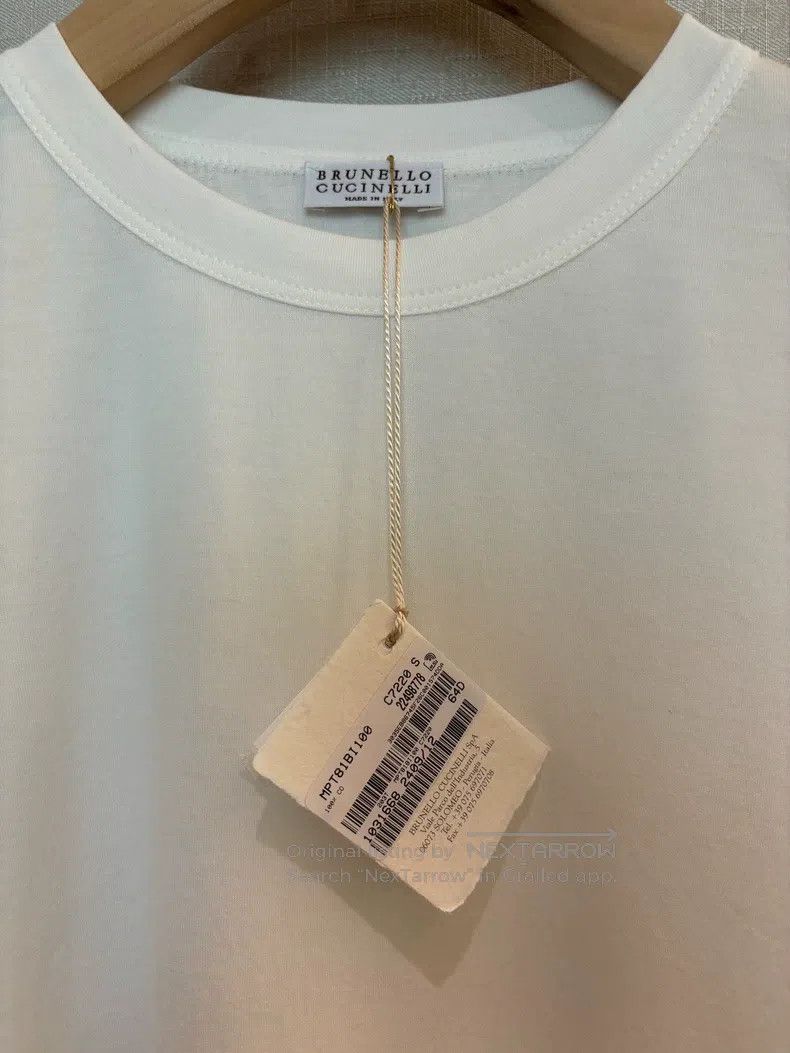 Brunello Cucinelli Brunello Cucinelli Women's Crew Neck White Short Sleeve T- Size S / US 4 / IT 40 - 4 Thumbnail