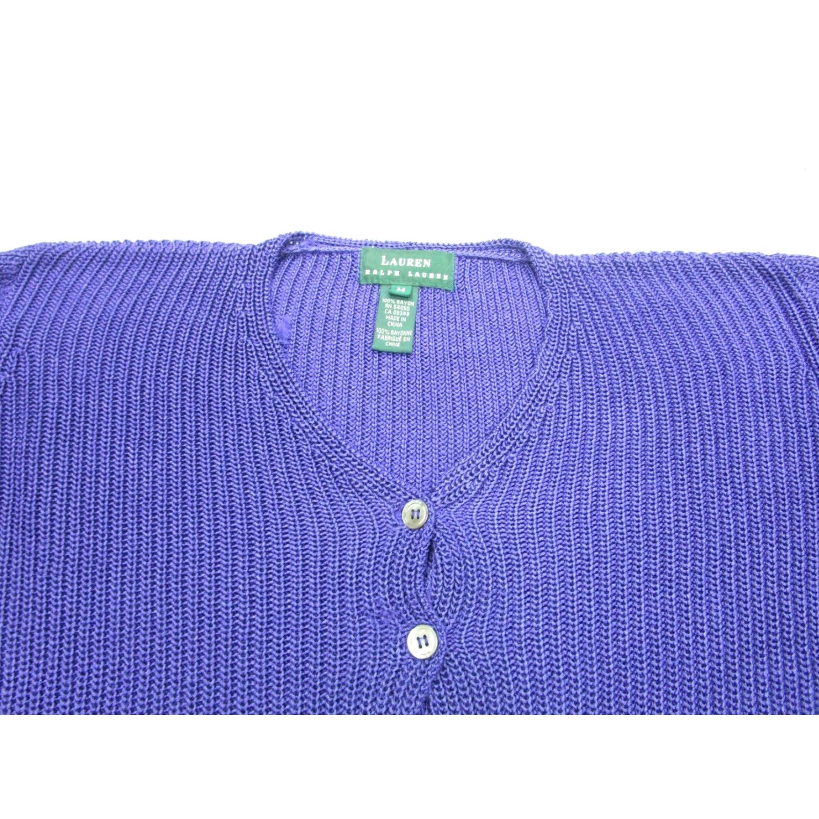 Ralph Lauren VINTAGE Ralph Lauren Sweater Womens M Purple Crochet Knit Cardigan Grandma Size M / US 6-8 / IT 42-44 - 2 Thumbnail