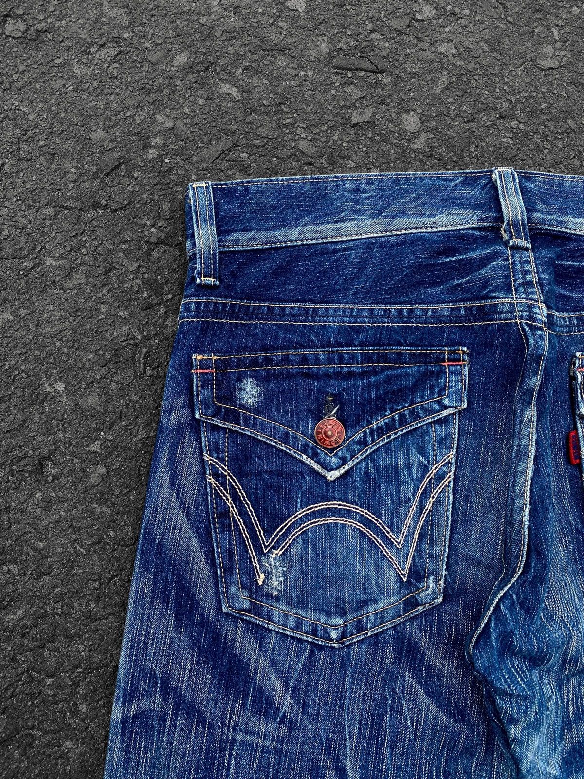 Edwin Vtg Flare Edwin 503 Blue Trip Crazy Faded Denim🇯🇵 Size US 34 / EU 50 - 10 Thumbnail