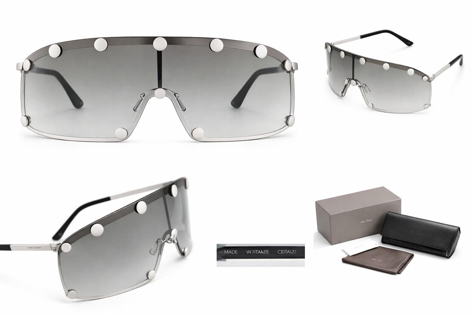 Rick Owens Rick Owens Shield Sunglasses- Silver/ Smoke Lens Size ONE SIZE - 1 Thumbnail