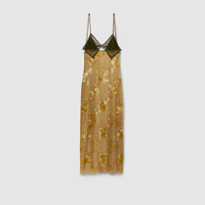 Gucci o1la5ras0526 Lace Dress in Yellow Size S / US 4 / IT 40 - 1 Thumbnail