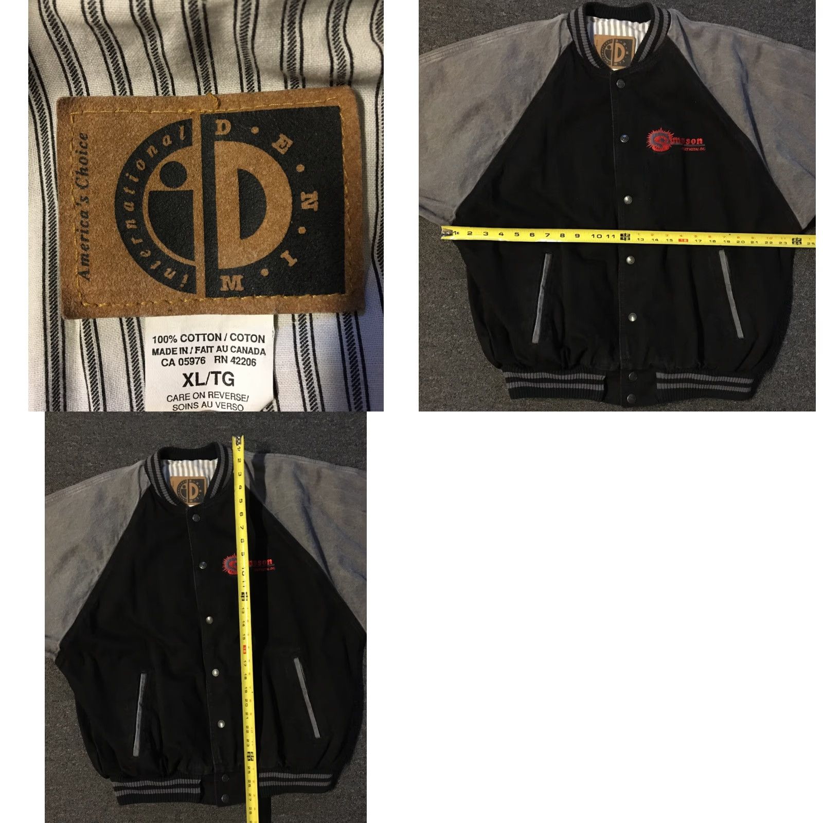 Denime VINTAGE Construction Denim Bomber Jacket XL Black 90s Grunge Biker Trucker Punk Motorcycle Men Jacket Size US XL / EU 56 / 4 - 8 Thumbnail