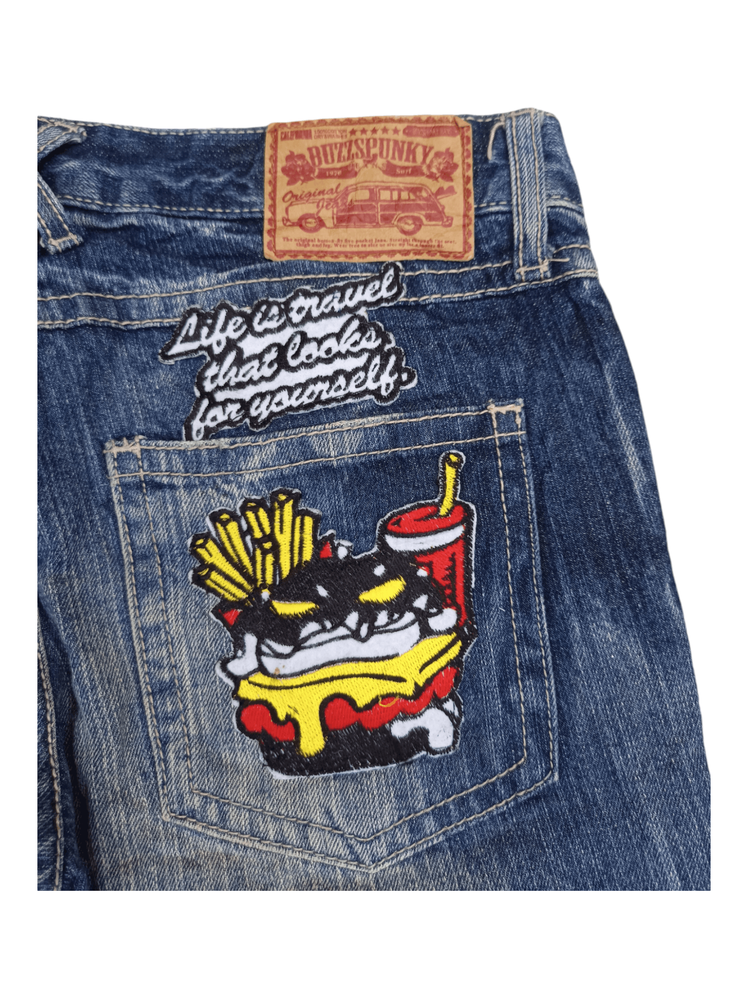 Japanese Brand BUZZSPUNKY Big Blowout Patched Distressed Flare Jeans Size US 29 - 15 Thumbnail