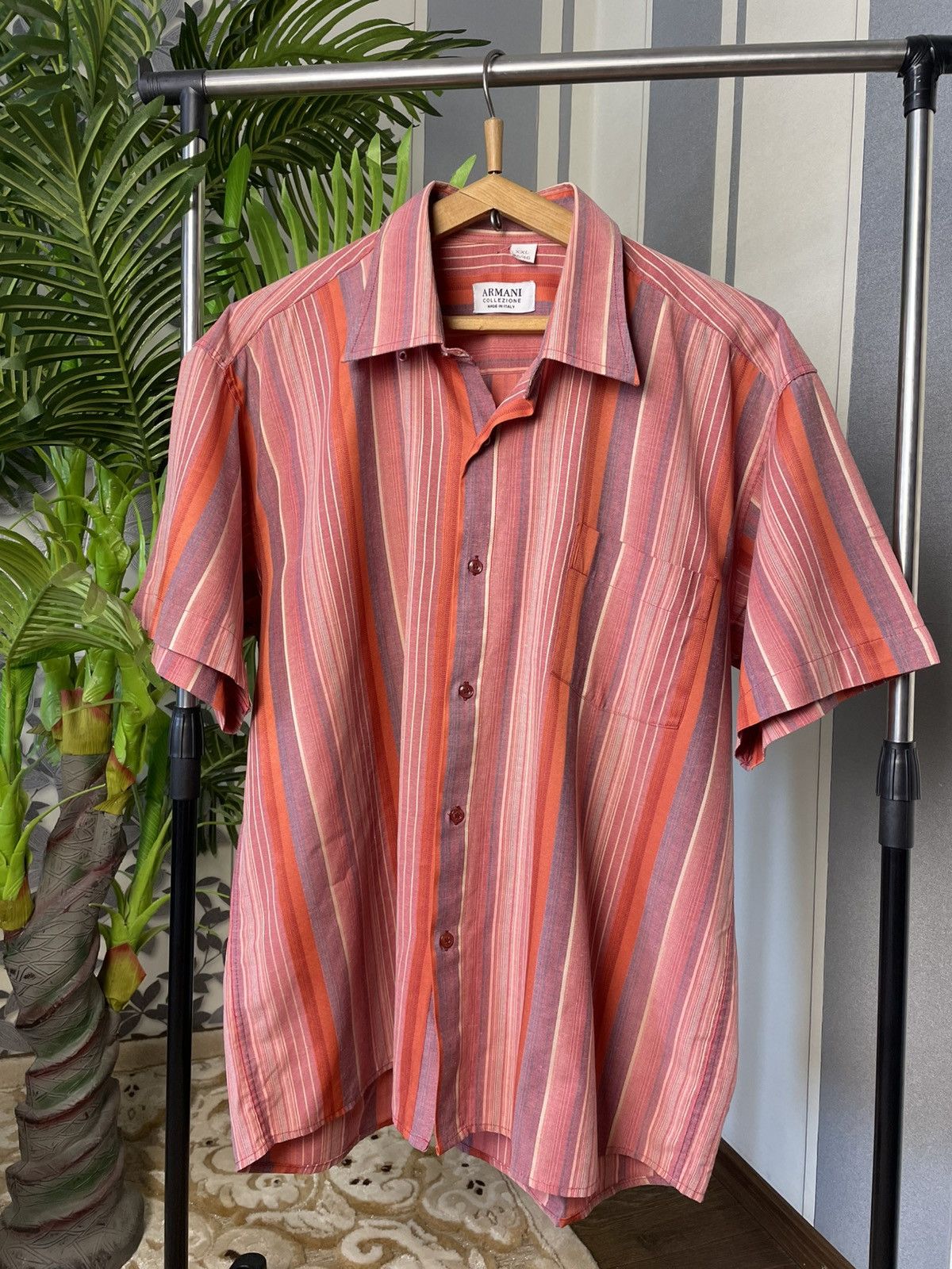 Armani Collezioni Vintage Armani Collezione Short Sleeve Button Up Shirt XXL Size US XXL / EU 58 / 5 - 1 Thumbnail