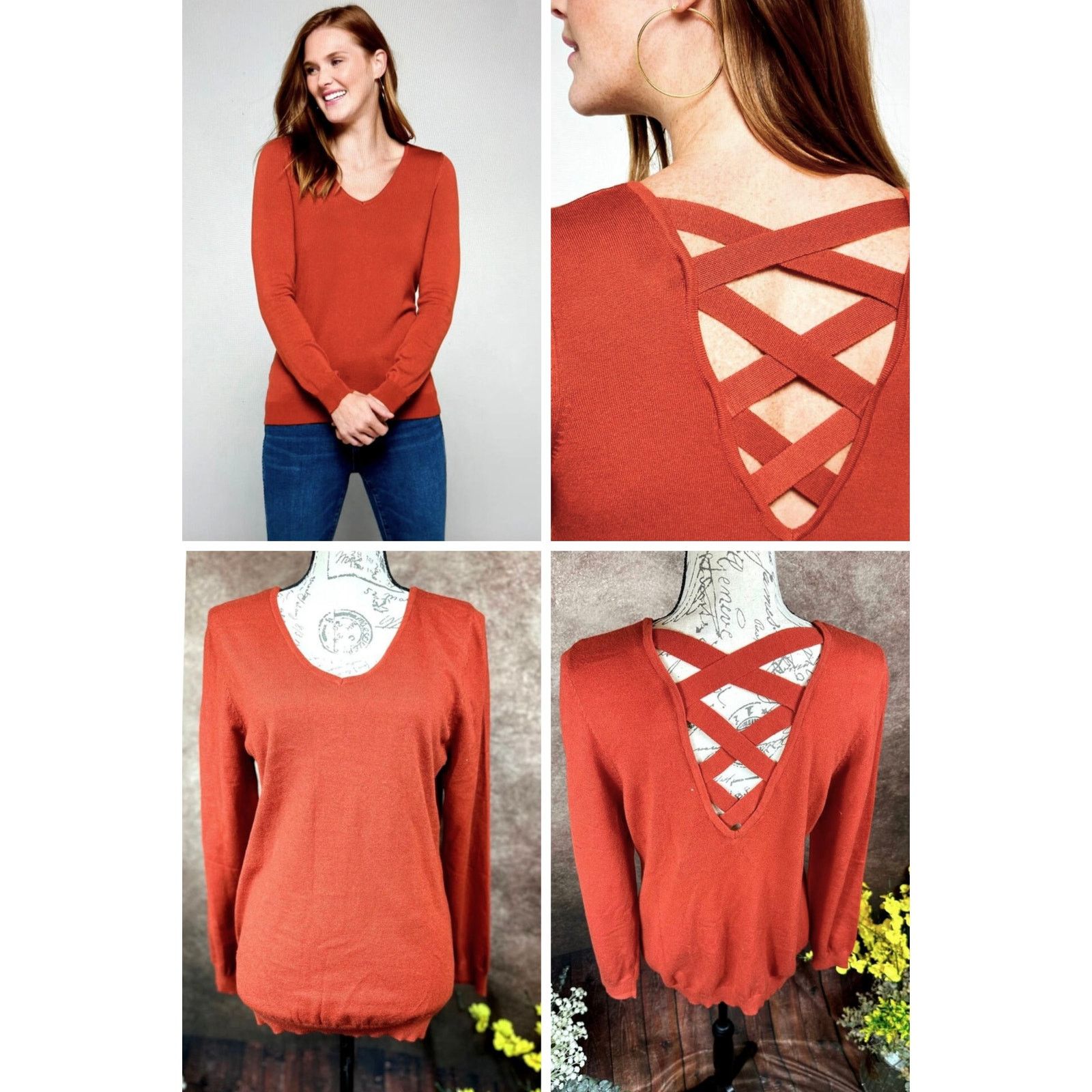Other Love Ellie Mia Back Detail Sweater - Burnt Orange - size L Size L / US 10 / IT 46 - 2 Thumbnail