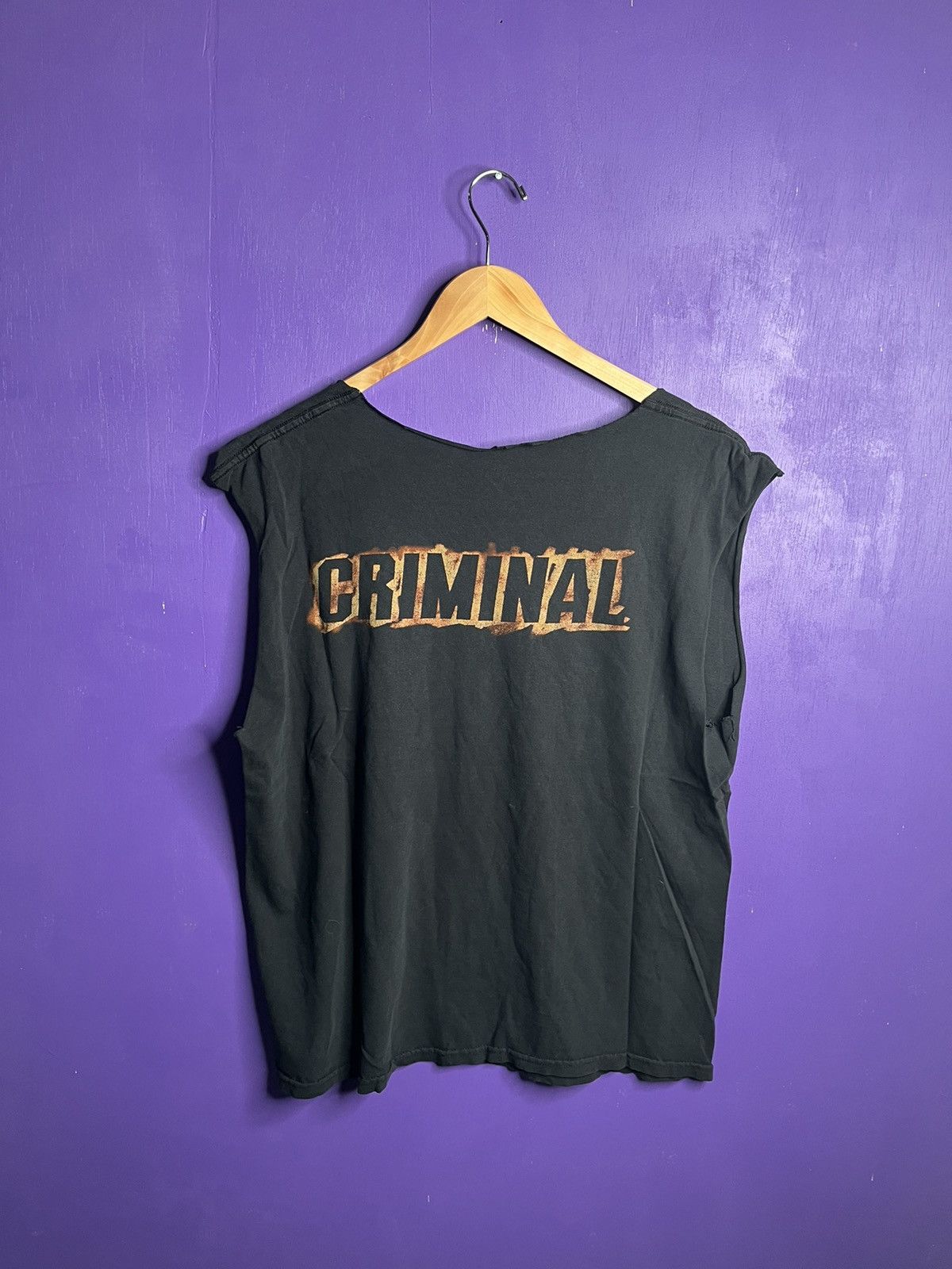 Band Tees × Vintage Vintage 90s Eminem criminal chopped tank top Size US L / EU 52-54 / 3 - 2 Thumbnail