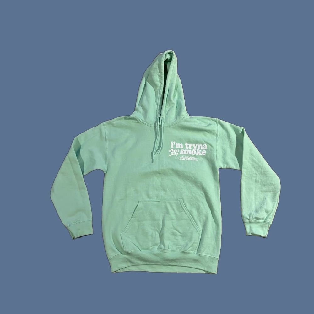 Vintage Jhene Aiko I’m Tryna Smoke Hoodie Women’s S Green Pullover Hooded Graphic Print Pockets Size S / US 4 / IT 40 - 1 Thumbnail