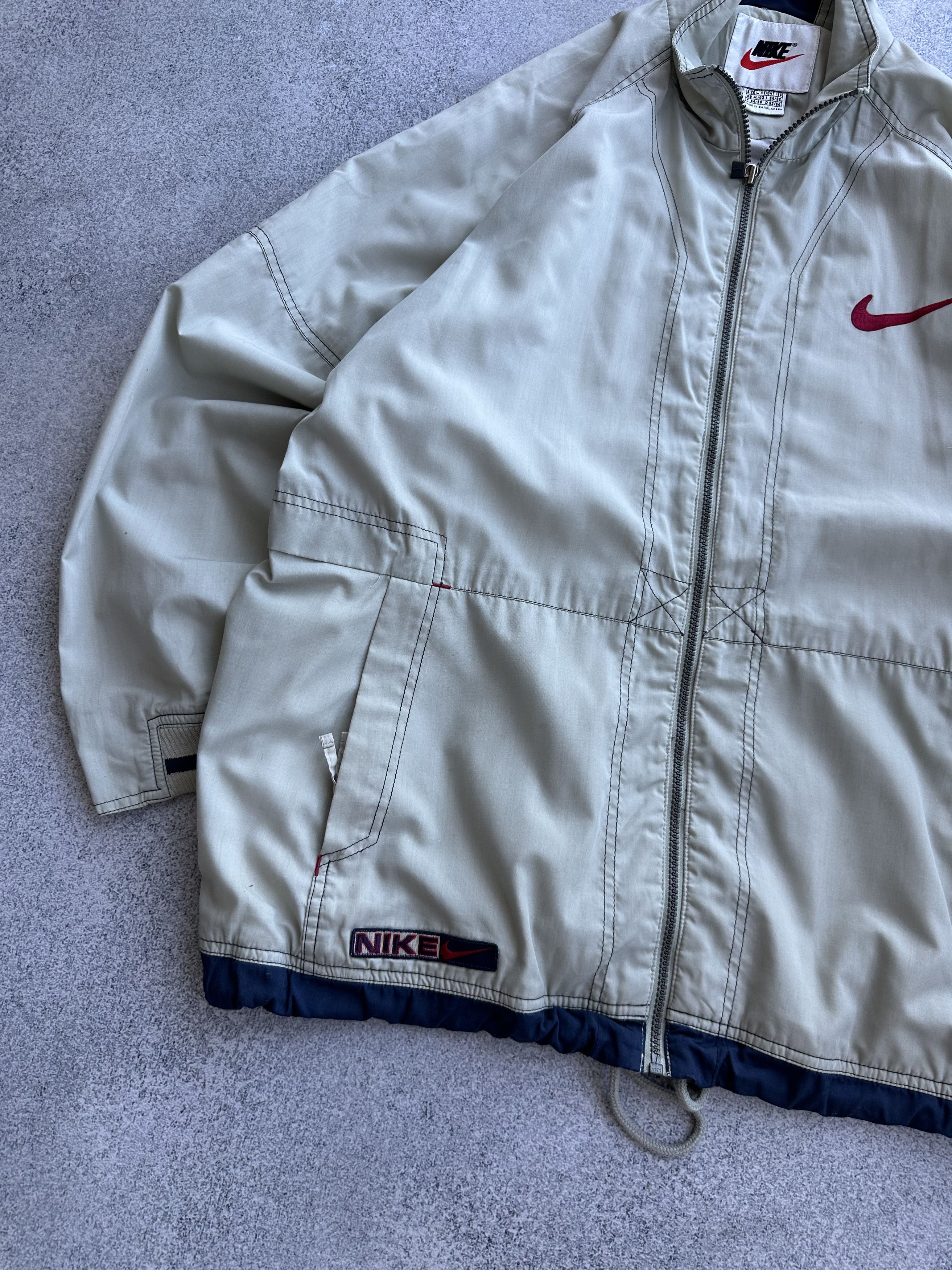 Nike × Vintage Nike Authentic Athletic Beige Vintage Track Jacket Size US L / EU 52-54 / 3 - 5 Thumbnail