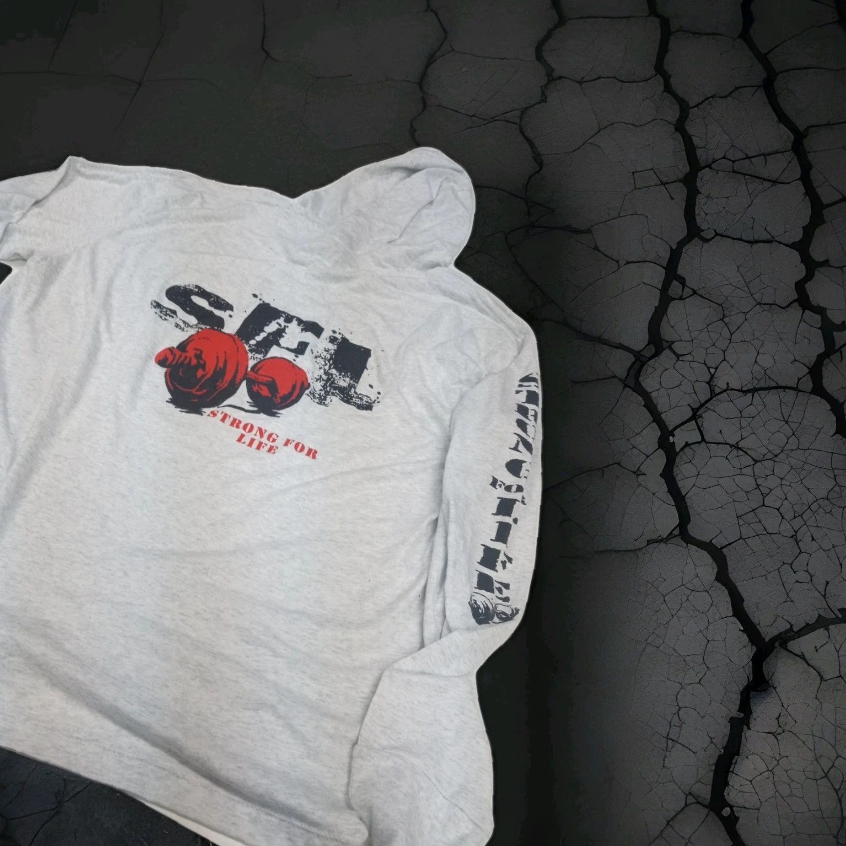Next Level Next Level Strong For Life XL Hoodie Mens Regular XL Gray Cotton Knit Logo Lightweight Graphic Print Sports Gym Size US XL / EU 56 / 4 - 2 Thumbnail