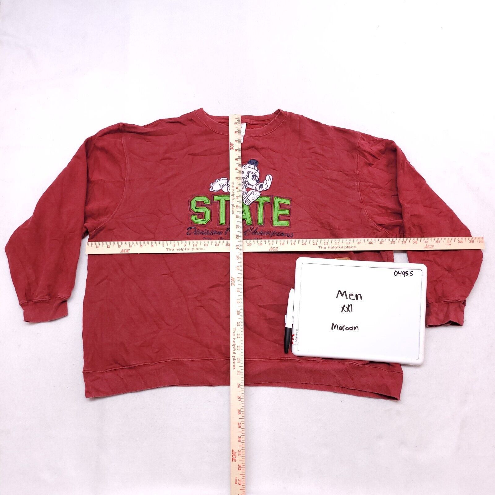 Disney The Disney Store Mickey Mouse Sweatshirt Men Size 2XL Maroon Size US XXL / EU 58 / 5 - 7 Thumbnail