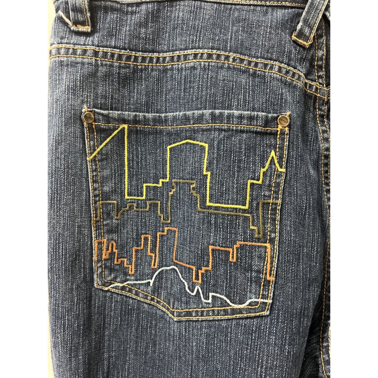 Enyce Y2K Enyce Jeans Mens 38x32 Blue Denim Baggy Dark Embroidered HipHop Wide-Leg Jeans Mens Blue 90s Y2K Size US 38 / EU 54 - 2 Thumbnail