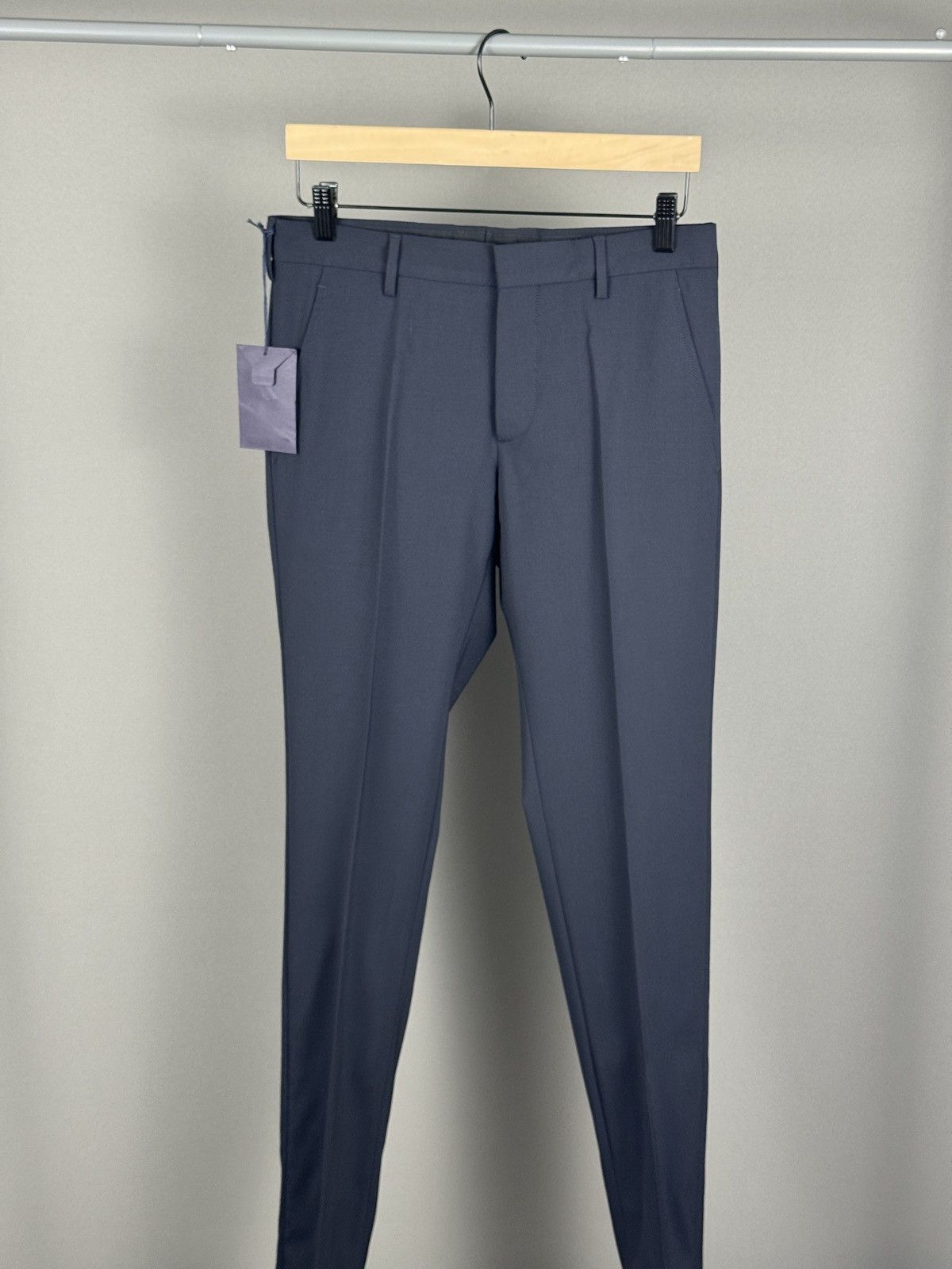 Prada $1100 NWT PRADA BLUE WOOL PANTS PRADA LOGO Size US 30 / EU 46 - 4 Thumbnail