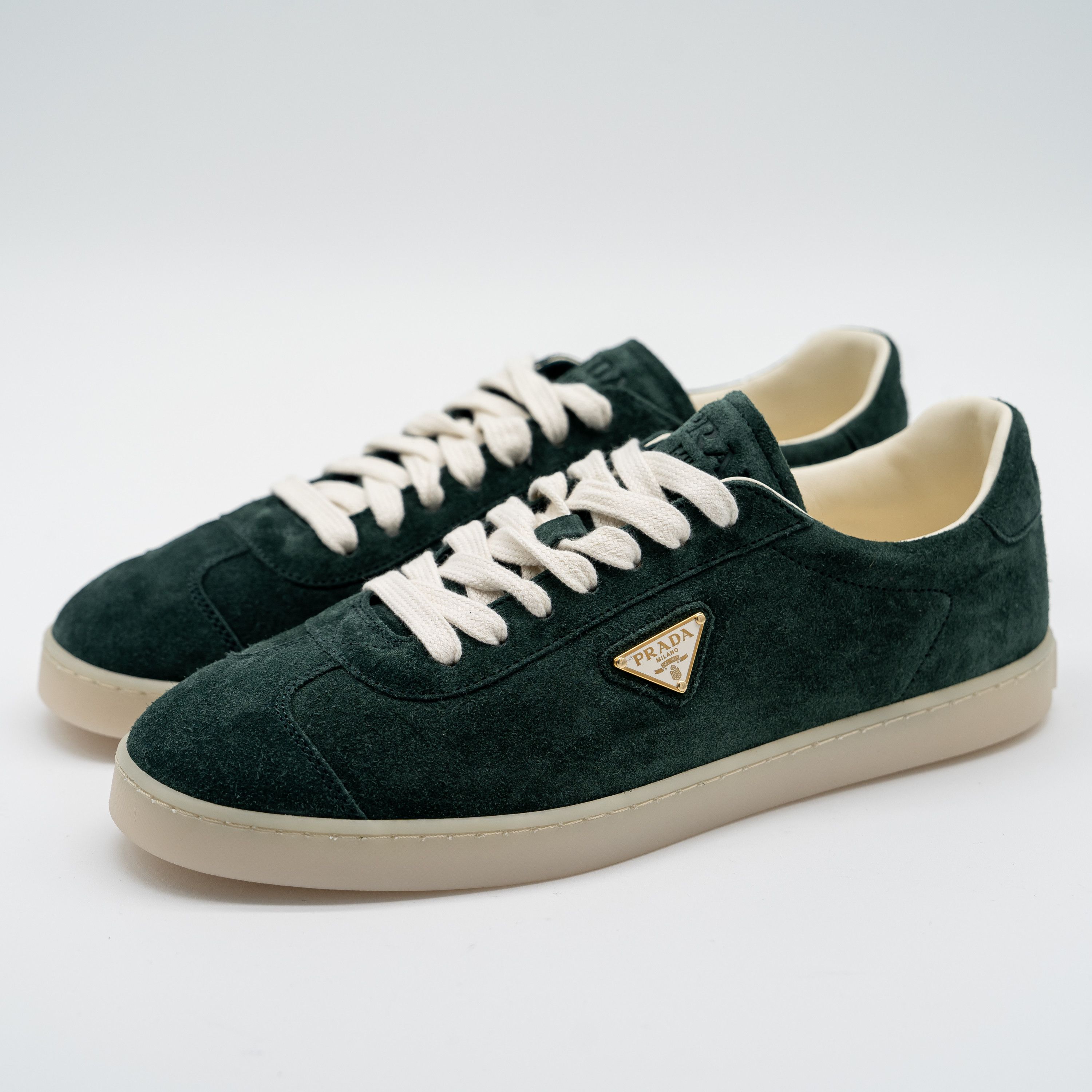Prada 8uk 9 US Prada Lane Green Suede Sneakers Triangle logo Size US 9 / EU 42 - 1 Thumbnail
