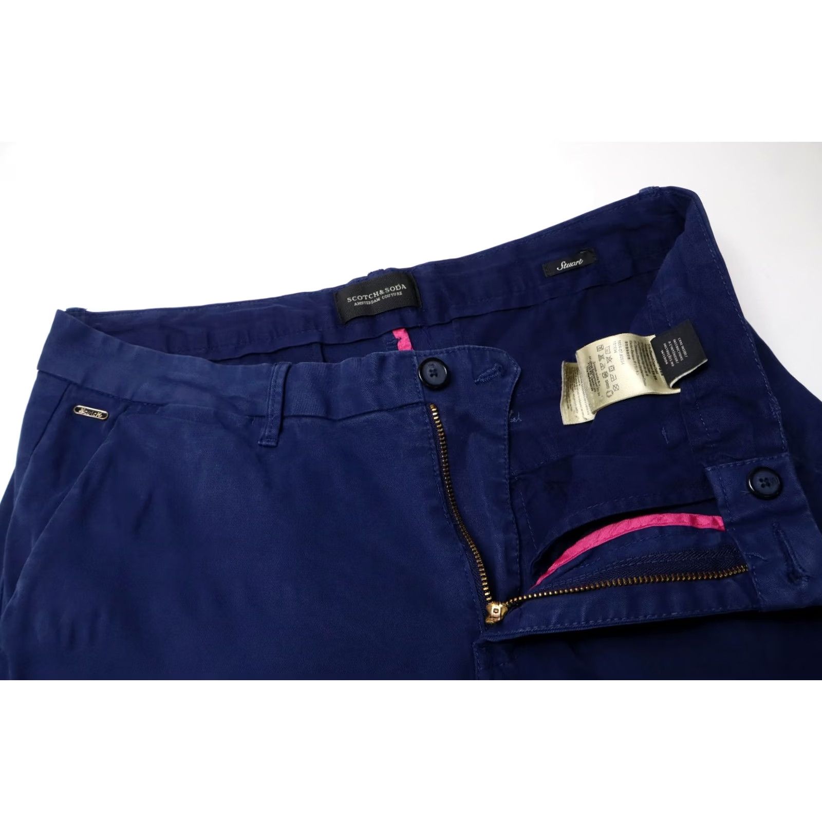 Scotch & Soda SCOTCH & SODA Stuart Trousers Men's W30/L32 Zip Fly Stretch Blue Slim Fit Chino Size US 30 / EU 46 - 4 Thumbnail