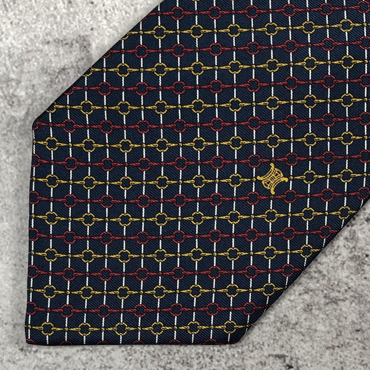 Celine Vintage Celine Paris Silk Tie Chain Link Macadam Pattern Size ONE SIZE - 6 Thumbnail