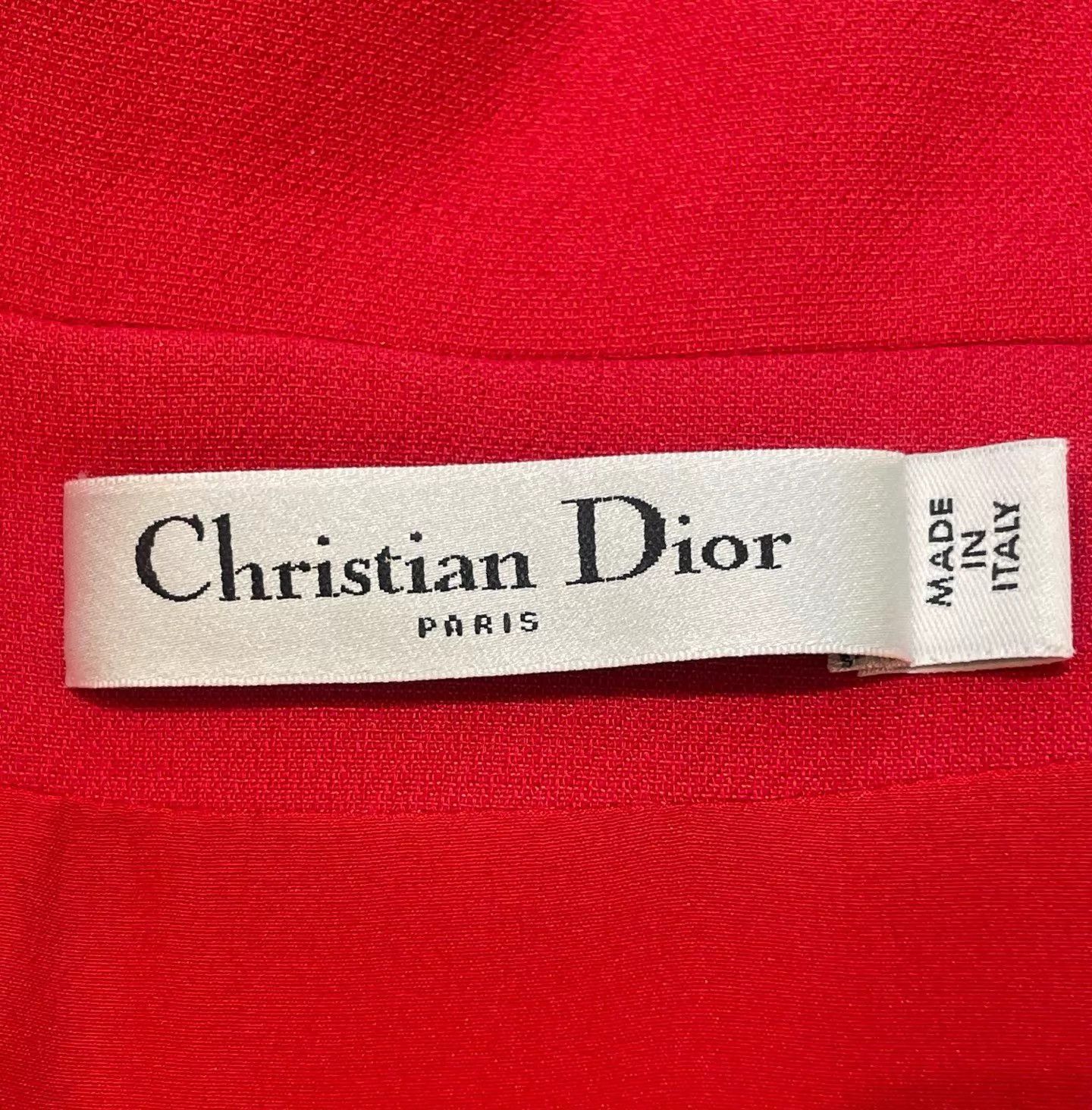 Dior DIOR Red Dress, Neck Zip, Tie Detail, Waist-Accent Size 36 Size XS / US 0-2 / IT 36-38 - 5 Thumbnail