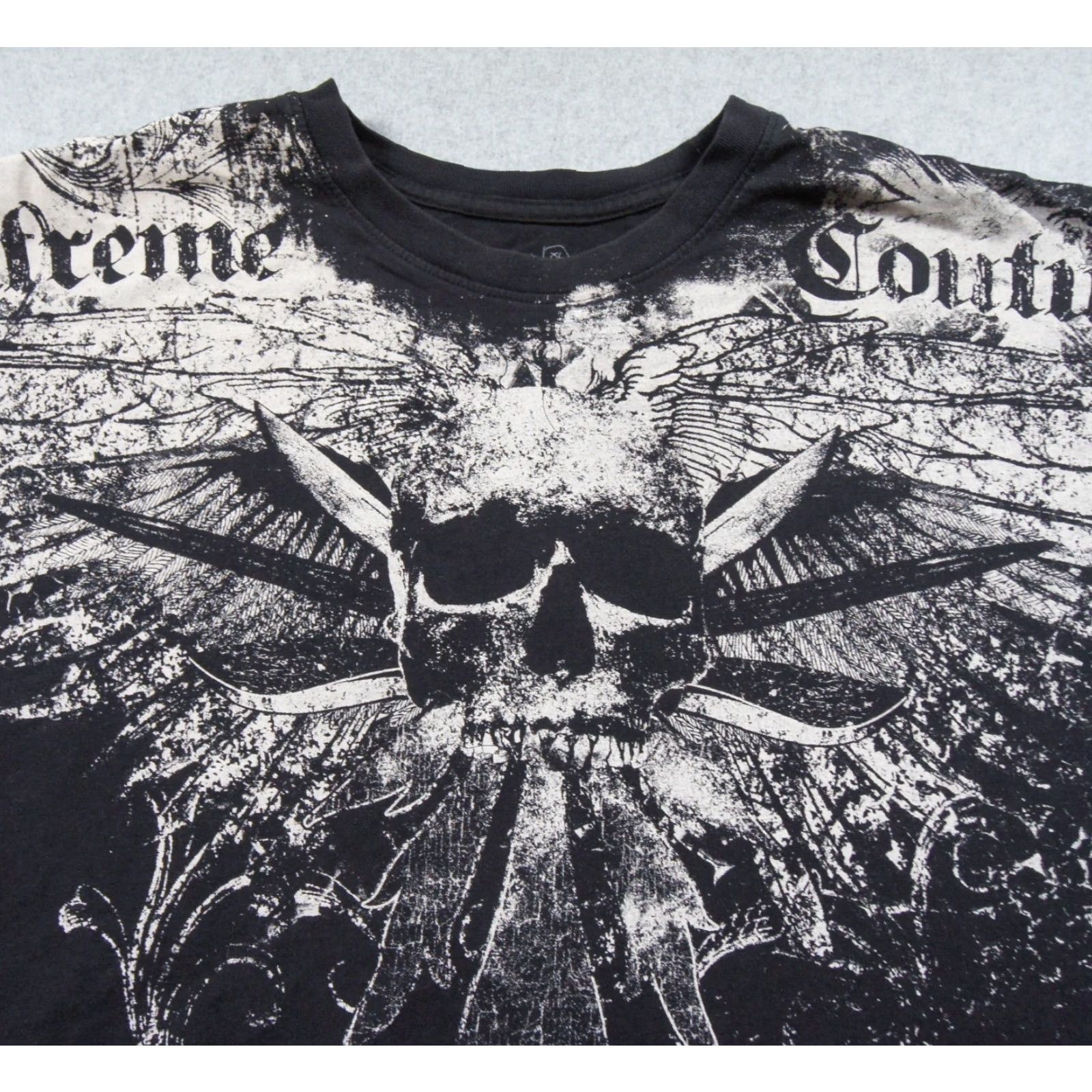 Vintage Xtreme Couture Shirt Mens XL Black Grunge Goth Skate Graphic Tee Skull Wings Size US XL / EU 56 / 4 - 2 Thumbnail