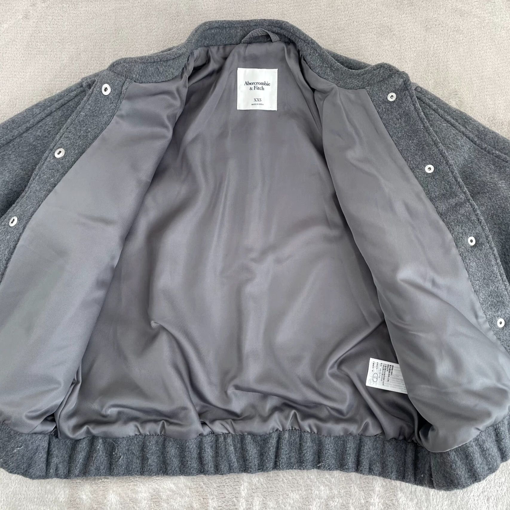 Abercrombie & Fitch Abercrombie & Fitch Bomber Jacket Women 2XS Grey Wool Blend Blade Collar NWOT Size XXS / US 00 / IT 34 - 4 Thumbnail
