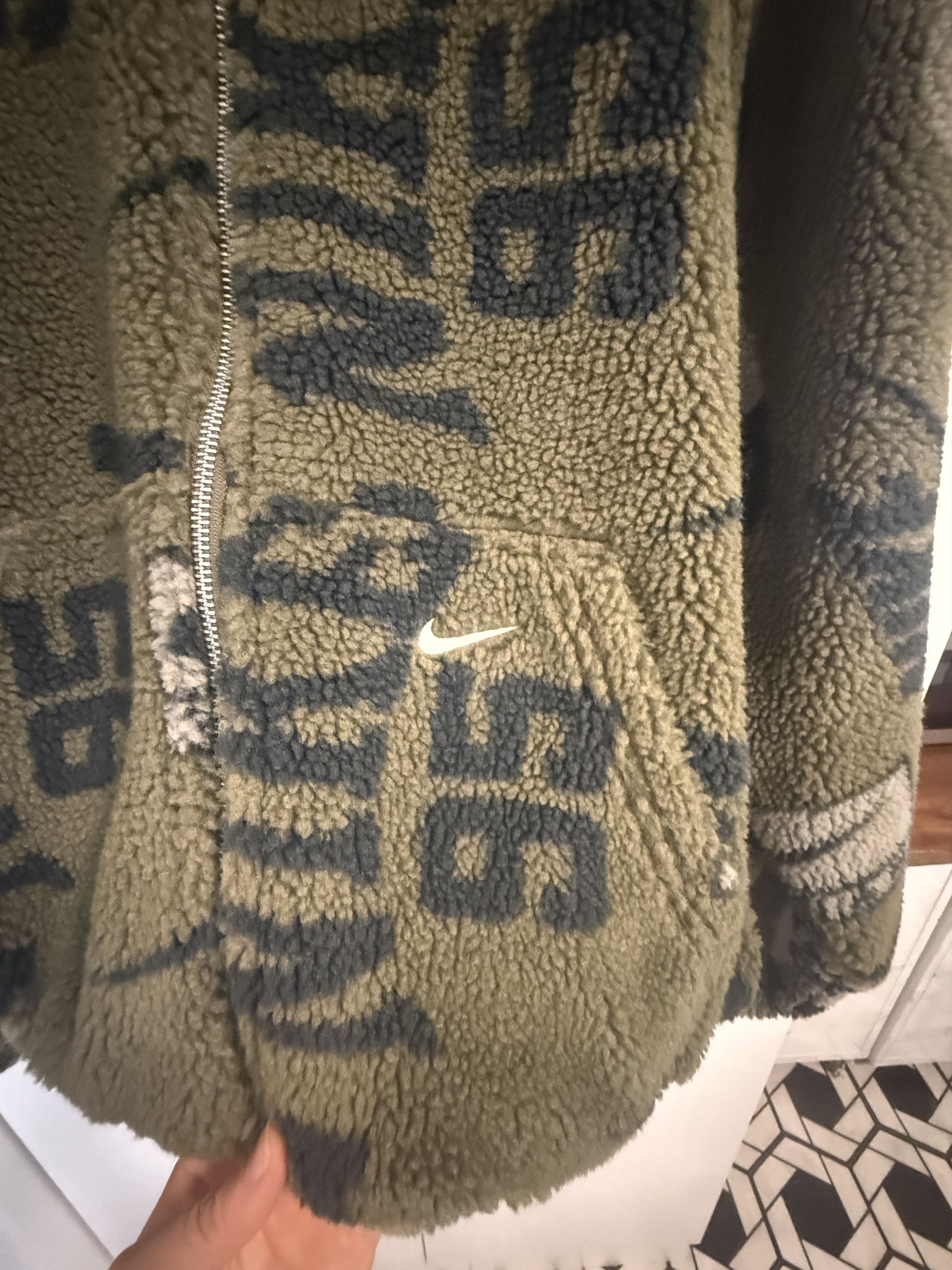Nike Nike Fleece Olive Sherpa Crop Jacket Size XL / US 12-14 / IT 48-50 - 4 Thumbnail