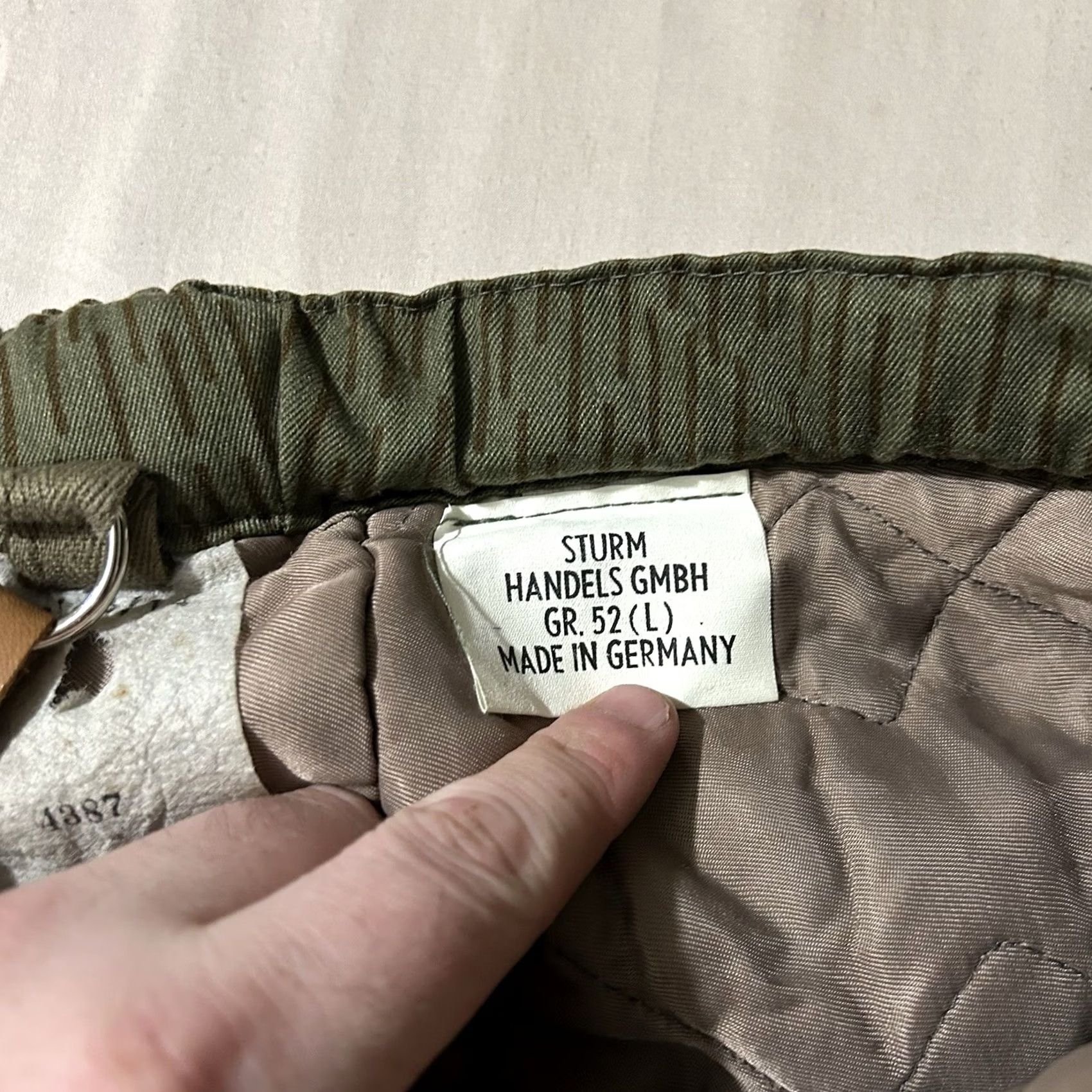 Rains VINTAGE German Military Rain Drop Camo Insulated Pants With Suspenders Large L Green Cargo Men Size US 33 - 4 Thumbnail